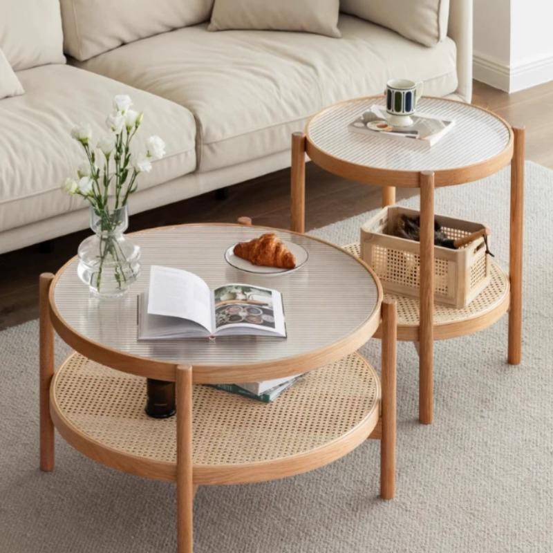 Tables gigognes rondes en rotin Yuri