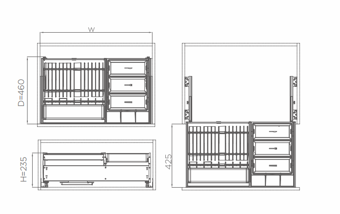 Tiroir à trois côtés Shearer 4.0 avec organiseur interne