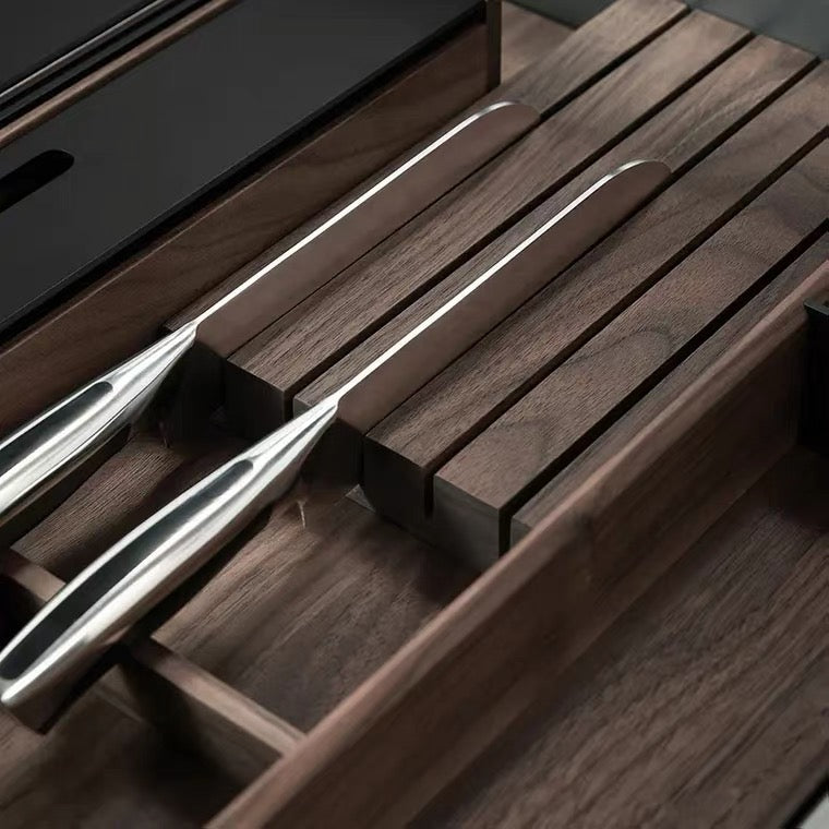 Panier à tiroir coulissant avec organiseurs en bois massif