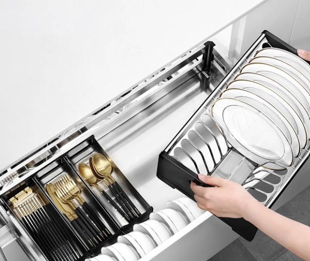 Panier à vaisselle coulissant en acier inoxydable Pandora