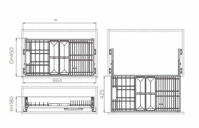 Tiroir à trois côtés Shearer 3.0 avec composant interne