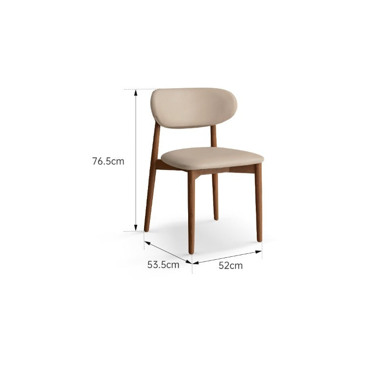 Chaise de salle à manger en cuir et chêne massif Elias