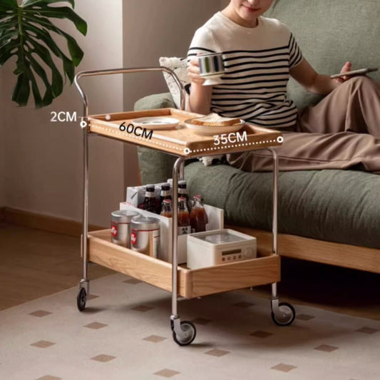 Chariot de bar en chêne massif Noah