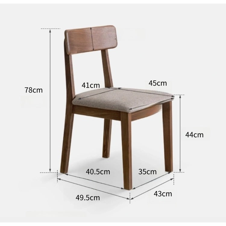 Chaise de salle à manger rembourrée en noyer Nadia