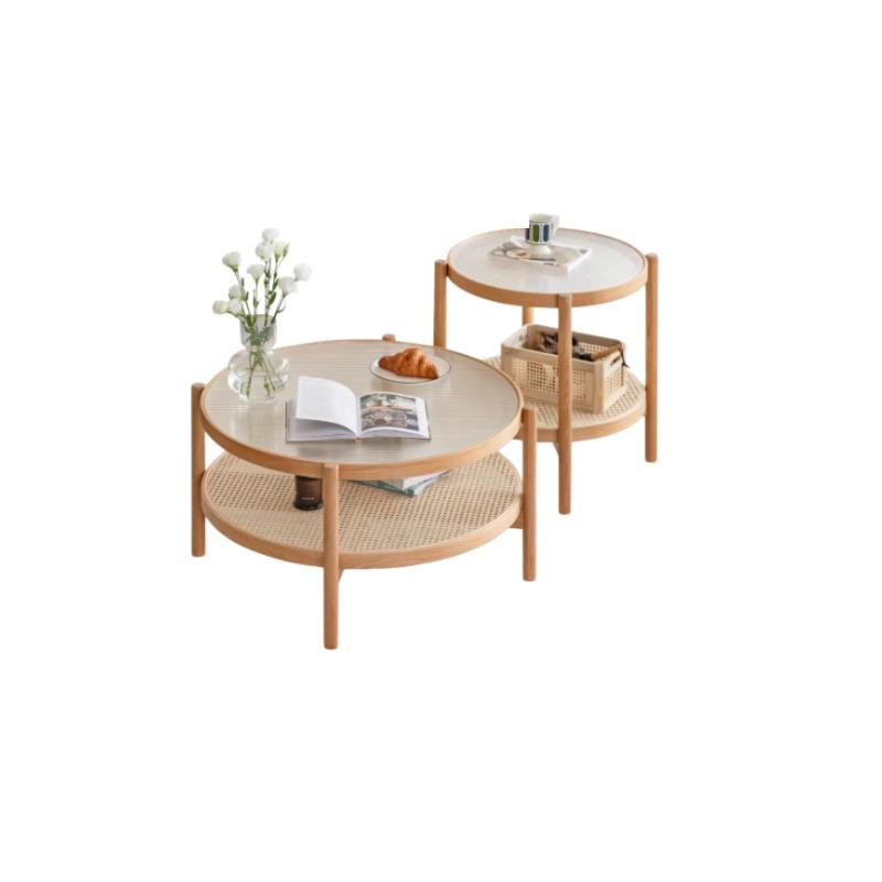 Tables gigognes rondes en rotin Yuri 