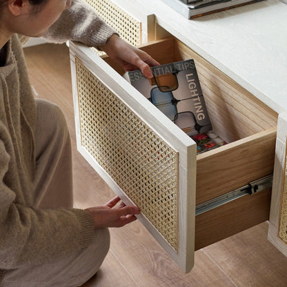 Meuble TV haut en rotin Yina