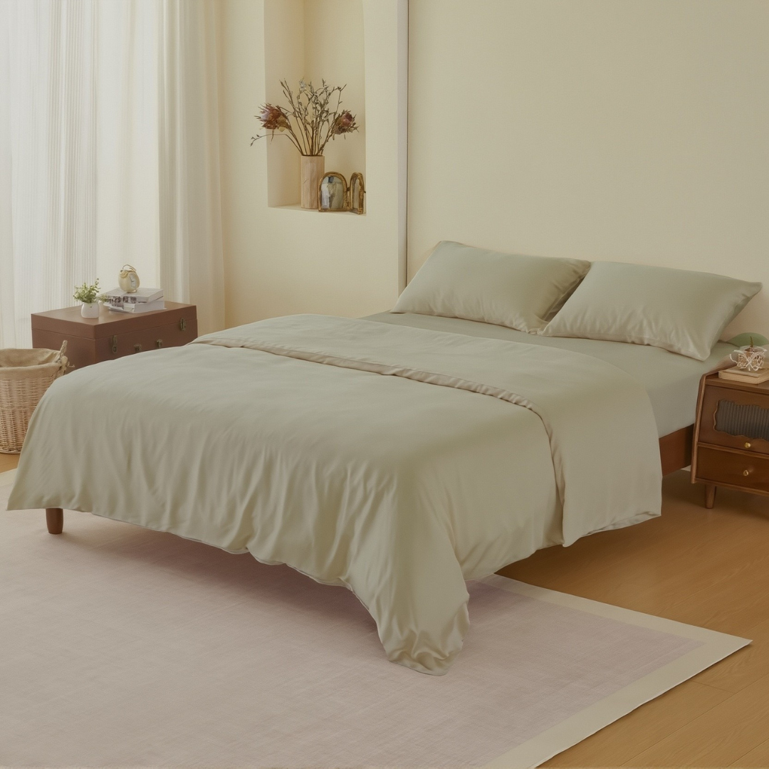 Ensemble drap-housse et taie d'oreiller en Tencel