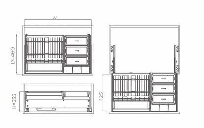 Tiroir à trois côtés Shearer 4.0 avec organiseur interne