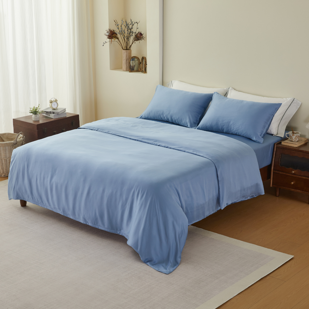 Ensemble drap-housse et taie d'oreiller en Tencel