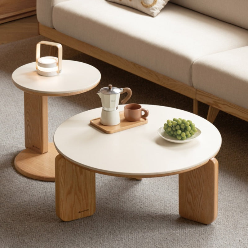 Tables gigognes en bois massif et pierre frittée Akemi