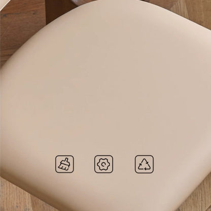 Chaise de salle à manger en cuir et chêne massif Elias