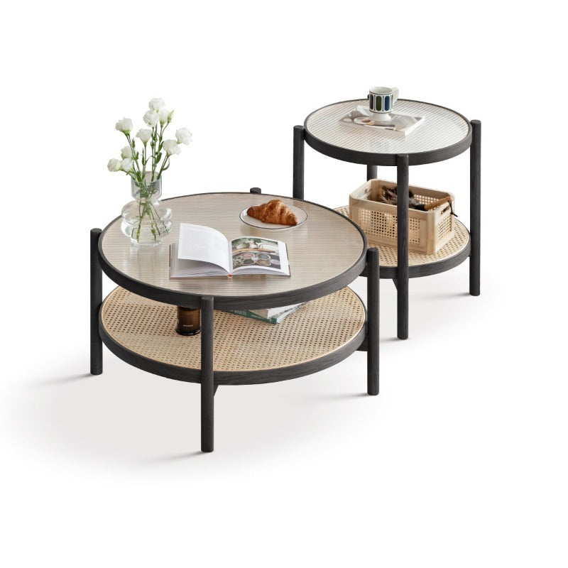 Table basse gigogne en rotin Kuro