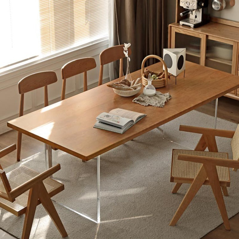 Table à manger flottante en bois massif Lana