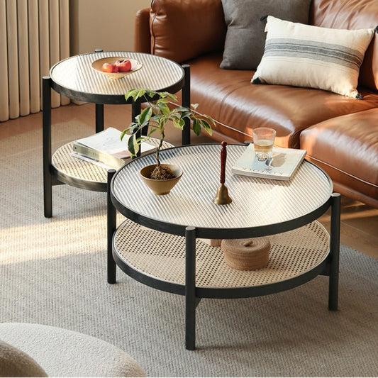 Table basse gigogne en rotin Kuro