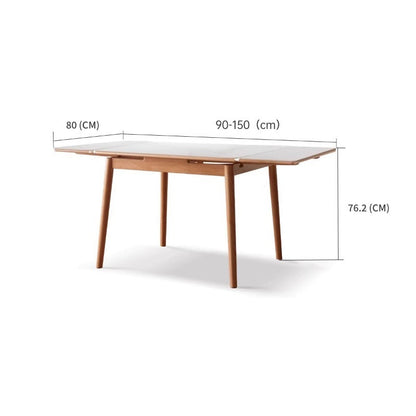 Table à manger en bois massif et pierre frittée Hana