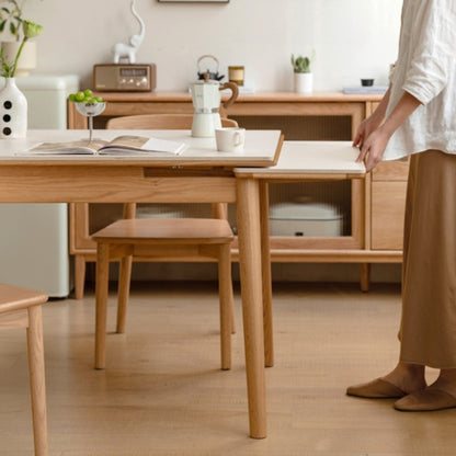 Table à manger en bois massif et pierre frittée Hana