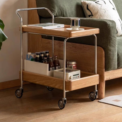 Chariot de bar en chêne massif Noah