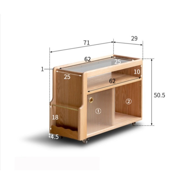 Table d'appoint Hayden en bois massif avec roulettes