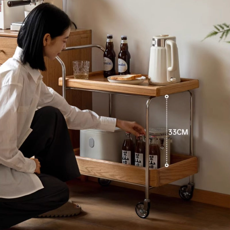 Chariot de bar en chêne massif Noah