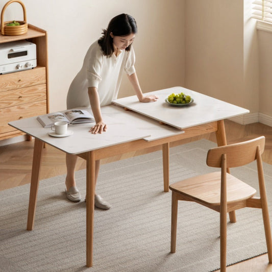 Table à manger extensible en pierre frittée Bianca